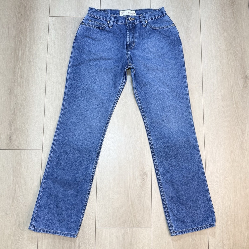 VTG Y2K Fossil Brand Womens 2R Straight Leg Jeans Blue Denim Made In Mexico 90s